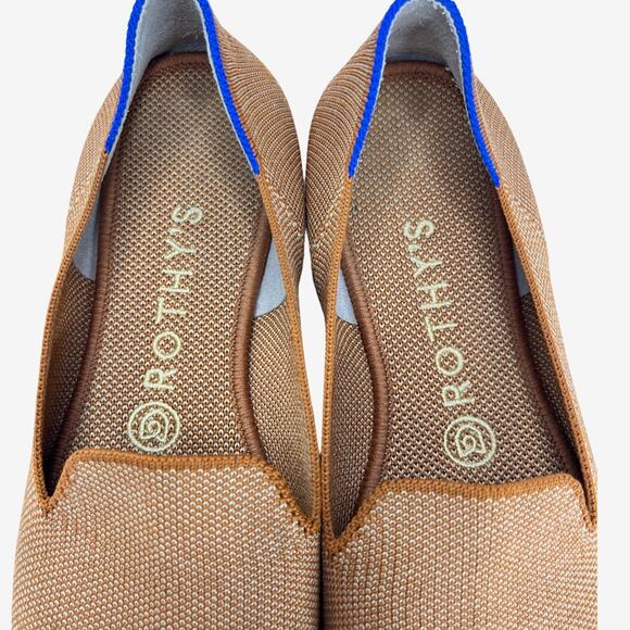 Rothy’s The Loafer Camel Brown Knit Flats Size 8 Sustainable Slip On Shoes - Picture 3 of 11
